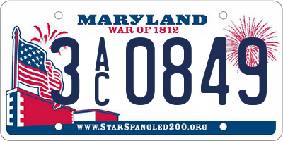 MD license plate 3AC0849
