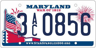 MD license plate 3AC0856
