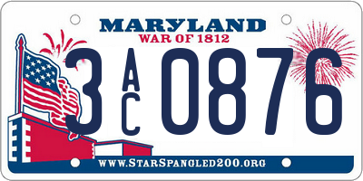 MD license plate 3AC0876