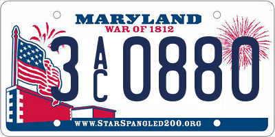MD license plate 3AC0880