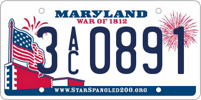 MD license plate 3AC0891