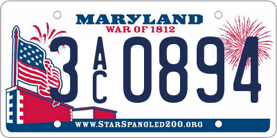 MD license plate 3AC0894