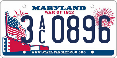 MD license plate 3AC0896