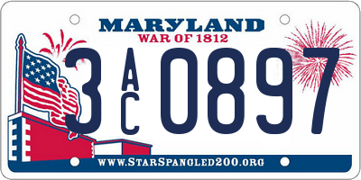 MD license plate 3AC0897