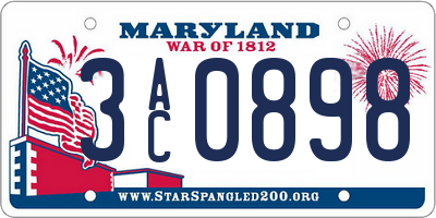 MD license plate 3AC0898