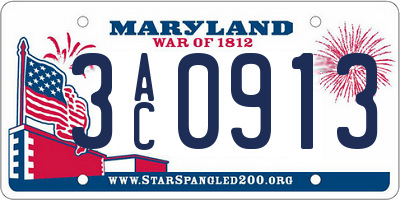 MD license plate 3AC0913