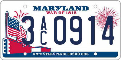 MD license plate 3AC0914