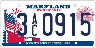 MD license plate 3AC0915