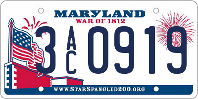 MD license plate 3AC0919