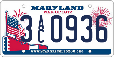 MD license plate 3AC0936