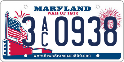 MD license plate 3AC0938
