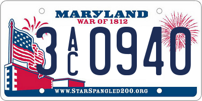 MD license plate 3AC0940