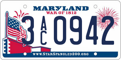 MD license plate 3AC0942