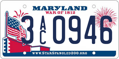 MD license plate 3AC0946