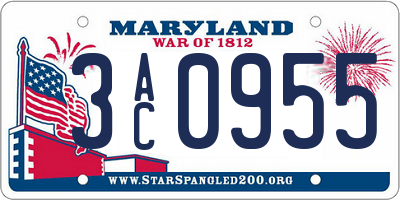 MD license plate 3AC0955
