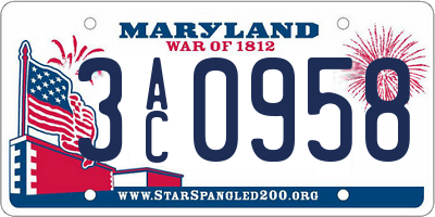 MD license plate 3AC0958
