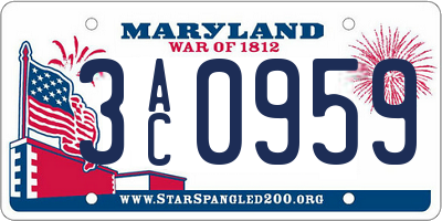 MD license plate 3AC0959