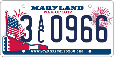 MD license plate 3AC0966