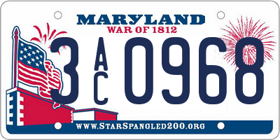 MD license plate 3AC0968