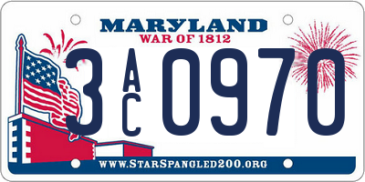 MD license plate 3AC0970