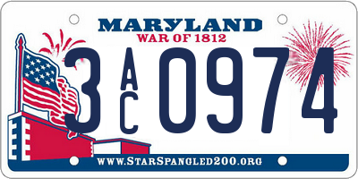 MD license plate 3AC0974
