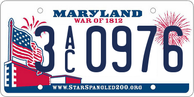MD license plate 3AC0976