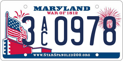 MD license plate 3AC0978