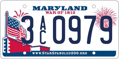 MD license plate 3AC0979
