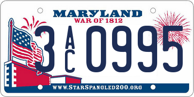 MD license plate 3AC0995