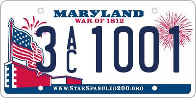 MD license plate 3AC1001