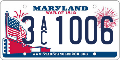 MD license plate 3AC1006