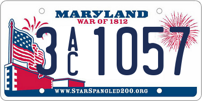 MD license plate 3AC1057