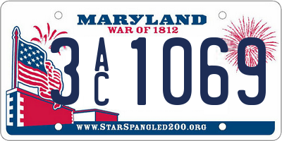 MD license plate 3AC1069