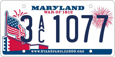 MD license plate 3AC1077