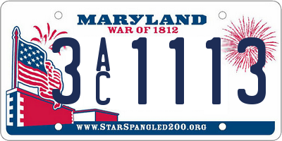 MD license plate 3AC1113