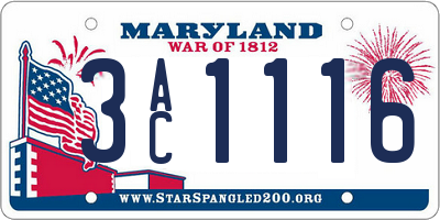 MD license plate 3AC1116