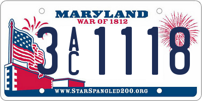 MD license plate 3AC1118