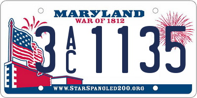 MD license plate 3AC1135
