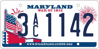 MD license plate 3AC1142