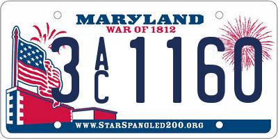 MD license plate 3AC1160