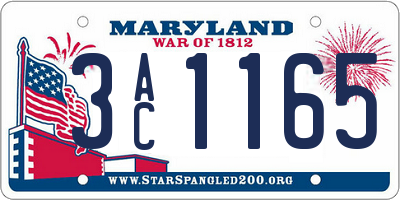 MD license plate 3AC1165
