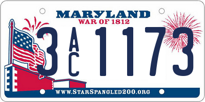 MD license plate 3AC1173