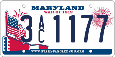 MD license plate 3AC1177