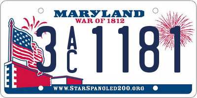 MD license plate 3AC1181