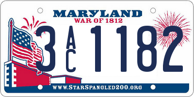 MD license plate 3AC1182