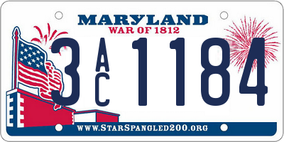 MD license plate 3AC1184