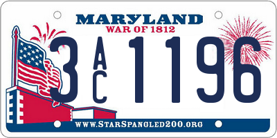 MD license plate 3AC1196