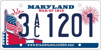MD license plate 3AC1201