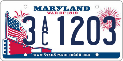 MD license plate 3AC1203