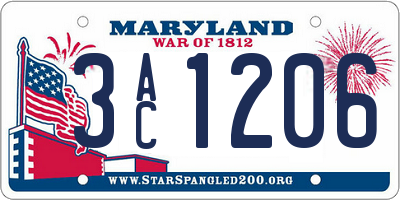 MD license plate 3AC1206